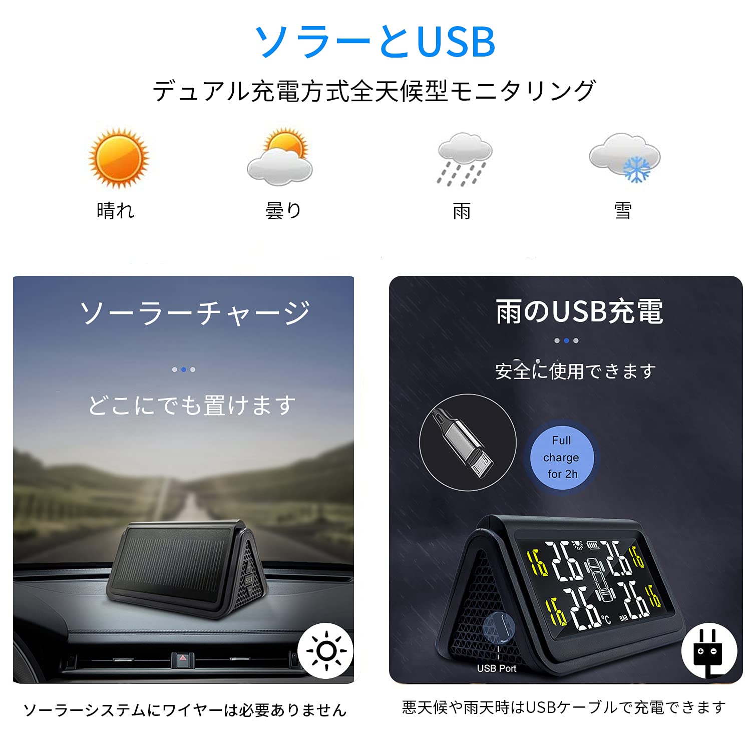 ❤ソーラー充電できて超便利❣見やすいリアルタイム表示♪❤タイヤ